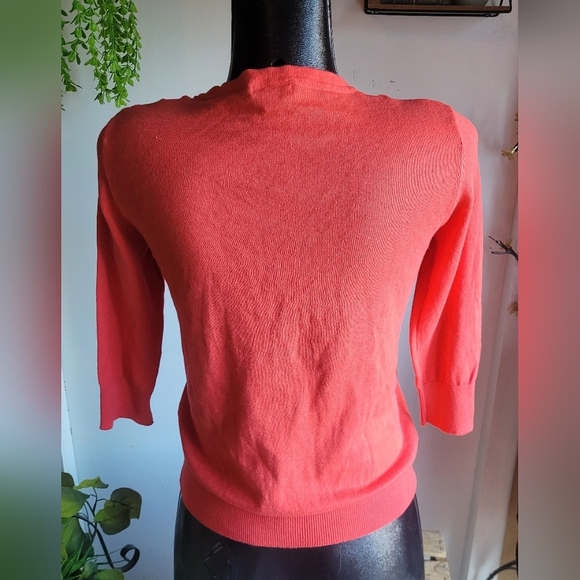 Merona Reddish Pink Cropped Sleeve Button Up Top M - Picture 6 of 7